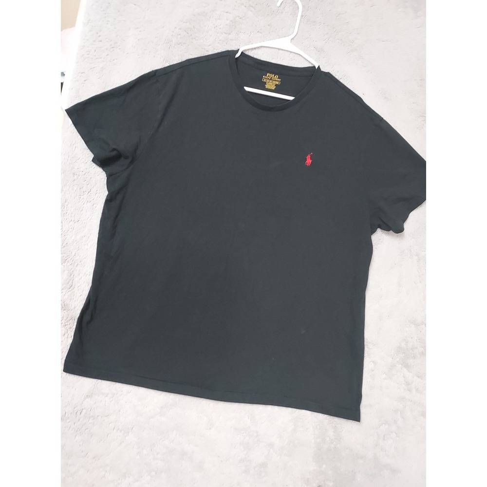 Polo Ralph Lauren Shirt Men XL Classic Fit Crew Neck Short Sleeve Black Red Pony